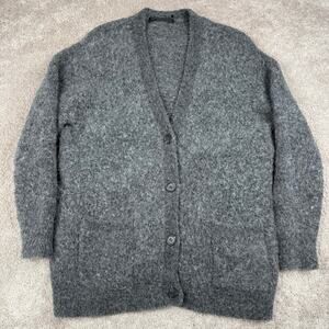 Jenni Kayne Boucle Cocoon Cardigan Dark Gray Alpaca-Blend Sweater Size S